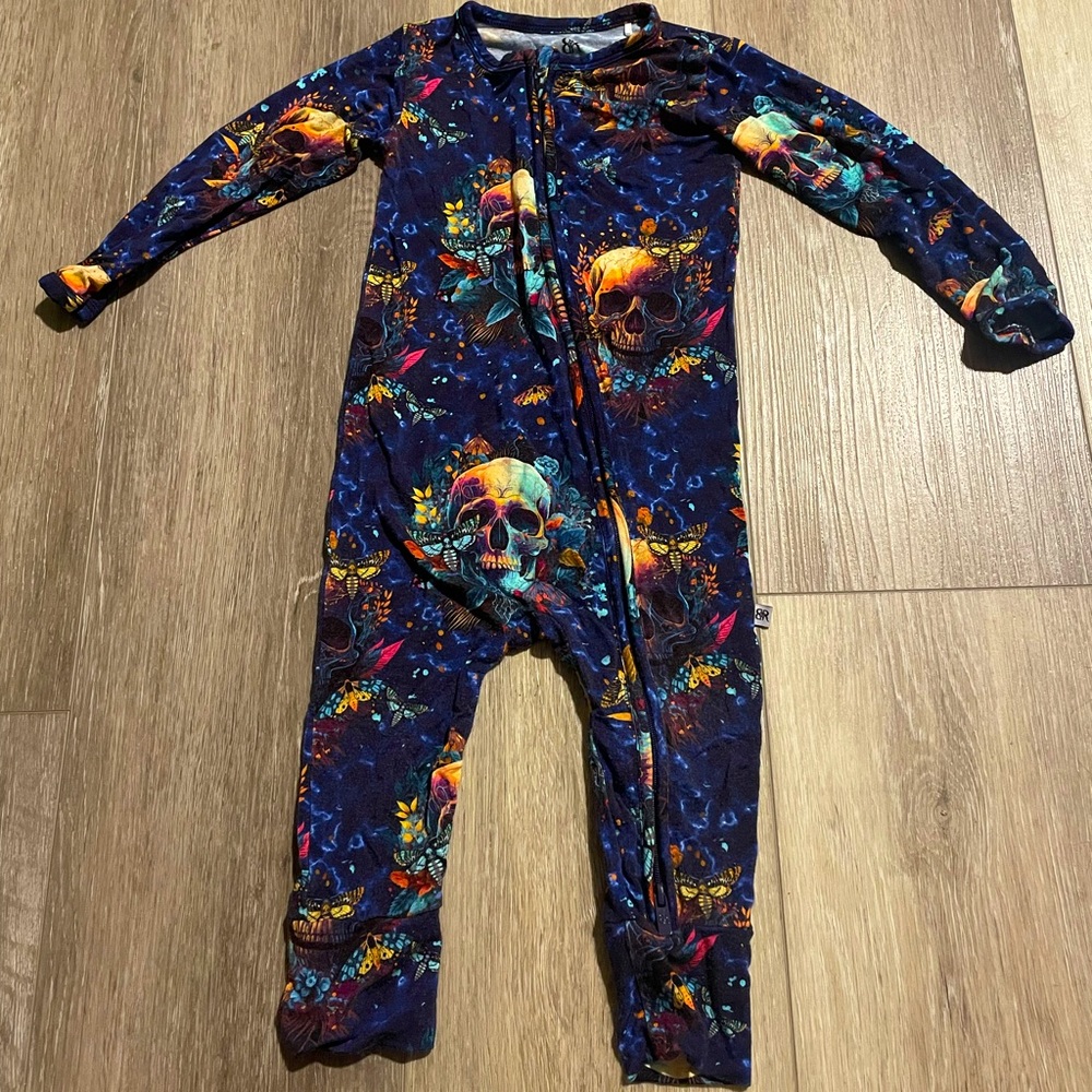 Bums & Roses Sherlock Bones Zipper Romper 18-24 months